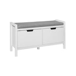 Banc de Rangement Meuble Bas Entrée avec Coussin Rembourré et 2 Portes, Meuble d'Entrée Commode à Chaussure FSR63-W Sobuy