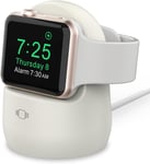 Support Apple Watch Station Compatible Avec Apple Watch Ultra 2,Ultra,Se2,Se,Series 10 9 8 7 6 5 4 3 2 1 (49/46/45/44/42/41/40/38mm) Silicone Chargeur Apple Watch Dock Holder (Ivoire)(Q493)