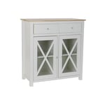 Byrå DKD Home Decor S3022229 Vit Naturell Glas Poppel Cottage 80 x 40 x 85 cm