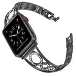 Apple Watch Series 5 40 mm klockarmband i rostfritt stål med strassdekor - Svart