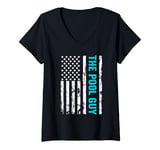 Womens The Pool Guy USA American Flag Patriotic 4th Of July V-Neck T-Shirt