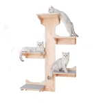 MIUZMORE Lot de 8 étagères murales en pin pour Chat, avec marches murales pour Chat et Tapis griffoir pour Chat