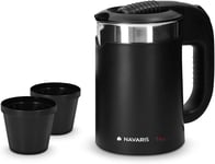 Navaris Travel Kettle Electric - 0.5 Litre - Small Kettle with Dual Walls and Bo