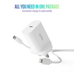 Spello 20W Plug Adapter With Apple Compatible Charging Cable - White - 1.2m 