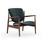 House of Finn Juhl - France Chair, Walnut, Cat. 4 Vidar 182 - Fåtöljer - Finn Juhl - Grön,Träfärgad,Grå - Trä/Textilmaterial