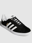 adidas Originals Gazelle Trainers - Black/White, Black, Size 4, Men