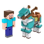 [DISPO A CONFIRMER] Minecraft pack 2 figurines Steve et cheval avec armure 8 cm