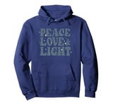 Christmas Peace Love & Light Distressed Text Logo Sweat à Capuche