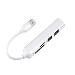 DINlip Hub USB 5 en 1, 3 Ports USB, Fente Double Carte SD et TF, Adaptateur de Charge avec Plusieurs Ports, pour MacBook, Argent