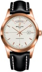 Breitling Watch Transocean Mercury Silver Red Gold Leather Tang Type