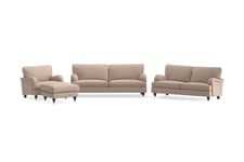 Howard Classic Sofagruppe 3,5+3-seter+Lenestol+Fotskammel - Mørk beige sofagruppe Beige