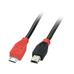 LINDY 31718 1m USB OTG Cable - Black, Type Micro-B to Mini-B