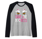 Save The Boo bees Breast Cancer Awareness Halloween Women Raglan Baseball Tee