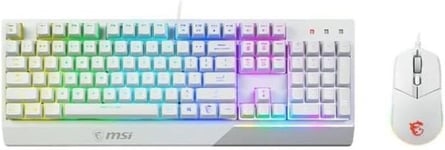 GK30 Combo White FR - Pack clavier GK30 WHITE et souris Clutch GM11 WHITE - Clavier Gaming Pleine Taille, AZERTY FR - Souris Gaming Filaire, Symétrique - RGB Mystic Light