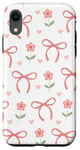 Coque pour iPhone XR Noeuds en corail rose et fleurs en forme de cœur