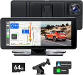 Volam Ecran Carplay Voiture avec Carplay sans Fil Android Auto, intégré Dashcam Avant 2,5K, 6.86'' Portable Autoradio avec Bluetooth,GPS,Assistant Vocal,Lien Miroir,64G TF Carte