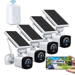 Camcamp 4MP Kit Camera Surveillance WiFi Solaire, 2K Kit Video Surveillance sans Fil Exterieur Solaire, Détection de Mouvement PIR, Audio 2 Voies, Sortie HDMI, IP66 Étanche, 365-Jour Vie de Batterie