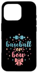 Coque pour iPhone 16 Pro Baseball or Bow Sexe Révéler Future Parent Papa Maman