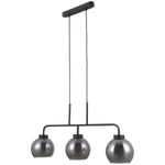 Poggi - Suspension scandinave à suspendre noir mat 3 lumières avec abat-jour fumé, E27 - Italux