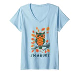 Womens I'm A Hoot, Owl Pun Sarcastic Jokes Sayings V-Neck T-Shirt