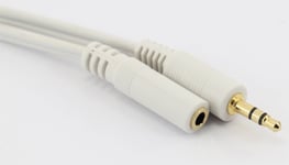 White 5m 5 metre 3.5mm Jack Stereo Plug Extension Cable GOLD Male To Female Aux