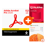 Pack Adobe Acrobat Pro 2020 - Etudiants/Enseignants - 2 Mac - Licence perpétuelle + Microsoft 365 Personnel + McAfee LiveSafe - 1 an