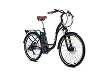 moma bikes Vélo Electrique VAE De Ville, Ebike-26.2, Aluminium, Shimano 7 Vitesses, Freins a Disque Hydraulique Bat. ION Lithium 36V 16Ah