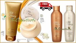 Oriflame Milk & Honey Gold Set - Body Cream, Sugar Scrub, Shampoo + Conditioner