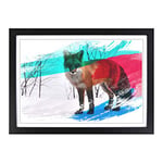 Big Box Art Red Fox in Winter Forest (2) V2 Framed Wall Art Picture Print Ready to Hang, Black A2 (62 x 45 cm)