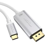 KabelDirekt – Câble adaptateur USB C vers DisplayPort, connecteurs métalliques incassables – 2 m (Vidéo 4K/60 Hz, des laptops/smartphones vers les écrans – DP, USB 3.1, Type C, Thunderbolt 3, blanc)