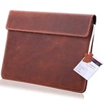 MOELECTRONIX Genuine Leather Tablet Case for Microsoft Surface Pro 7 12.3 Inch | Protective Case Leather Slim Tab with Magnetic Closure | XL Brown