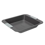 Laura Ashley Non-Stick Square Cake Pan 23cm, Dishwasher Safe, Oven Safe, Freezer Safe, Bakeware, Sage Green Silicone Handles, Pale Charcoal Cake Pan for Cooking and Baking (PFAO/PFAS Free)