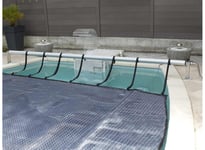 Enrouleur de bâche à bulles pour piscine hors sol extensible de 1.37m à  6.15m avec pinces - Linxor