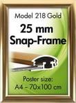 Alu Plakatramme, Snap-frame, 70x100 cm, Blank guld