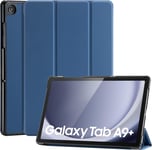 Coque Etui Pour Samsung Galaxy Tab A9 Plus/A9+2023(Sm-X210/X216/X218)11 Pouces,Etui En Cuir Pu A Trois Volets Avec Fonction Veille/Reveil Automatique(Bleu Fonce)