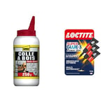 UHU Colle à bois express - Plus forte que le bois, résistante à l'humidité, D2, sans solvants & Loctite Super Glue-3 Power Gel Mini Dose, colle forte enrichie en caoutchouc, mini-dose de colle gel