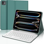 Etui Clavier Pour Ipad Pro 11""(M4) 2024,Clavier Ipad Pro 11 Pouces,Azerty Français Clavier Détachable Sans Fil Pour Ipad Pro 11 M4 2024 A2836/A2837/A3006,Vert Foncé