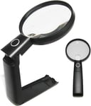 Loupe de Lecture 2x/4x avec Lumière LED sur Pied; Lunettes Loup Eclairante Frontale pour malvoyant, Lentille Loupes Grossissante Lumineuse de Travail.[S923]