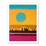 Wee Blue Coo Desert Roadside Oasis Modern Pop Art Surreal Landscape Artwork Framed Wall Art Print 18X24 Inch