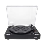JAM Sound Turntable Player, Vinyl Record Player, Built-In Dual Stereo Speakers, USB Connection, RCA Output, Aux-In, Suitable for 33, 45 or 78 RPM Records, Dust Cover - Black