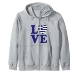 I Love Greece, Greek People/Tourist, Heart-Shaped Greek Flag Zip Hoodie