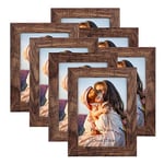 PETAFLOP Cadre Photo 13x18 Lot de 7, Cadre Photo Rustique Marron, Accrocher au Mur ou Placer sur La Table pour Décorer La Maison, Le Salon, Le Bureau