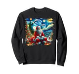 Van Gogh Starry Night Santa Christmas Winter Snowy Night Sweatshirt