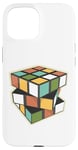 Coque pour iPhone 15 Puzzle rétro en forme de cube - Couleurs vives et géométriques