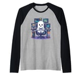 Funny Ghost Gamer Halloween Console PC Cute Gaming Ghost Raglan Baseball Tee