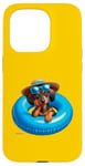 Coque pour iPhone 15 Pro P.D.Moreno Flotteur gonflable pour piscine Motif teckel