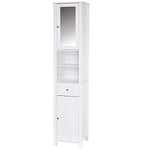 Bath Vida Priano Tall Mirrored Bathroom Cabinet Storage Cupboard Floor Standing Tallboy Unit, White