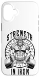 Coque pour iPhone 16 Plus Viking Gym Warrior Strength In Iron Deadlift Poids Fitness