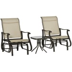 3PCS Outdoor Gliding Chairs with Table Set Patio Garden Furniture