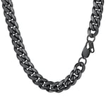 PROSTEEL Chaîne Gros Maillon Noir Homme 51cm Collier Grosse Maille Femme de 10mm Rapper Style